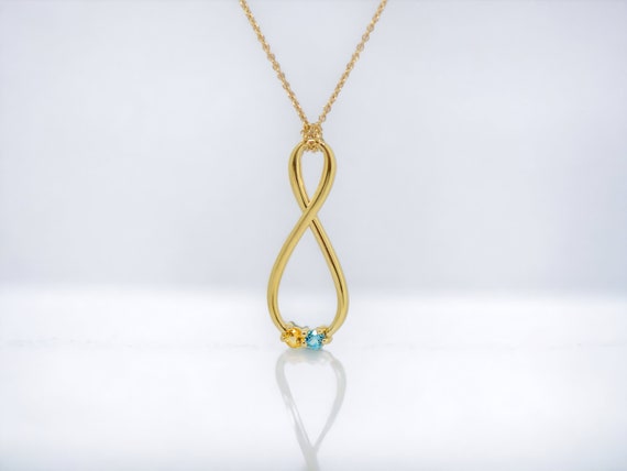 Vertical Double Swirl Mother's Family Birthstone Pendant or Necklace Vertical Double Swirl Mother's Family Birthstone Pendant or Necklace