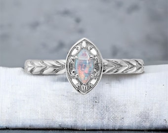 Sterling Silver Stackable Expressions Created Opal Marquise Ring