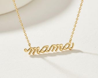 Petite Mama Script Necklace - 14k Gold or .925 Sterling Silver