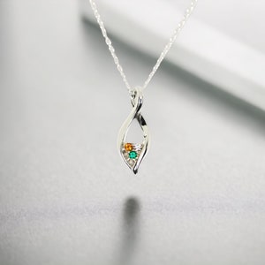 Personalized Small Freeform Infinity Family Mother&#39;s Pendant or Necklace Sterling Silver Solid 14k White Yellow Rose Gold 1 2 3 4 5 Stones