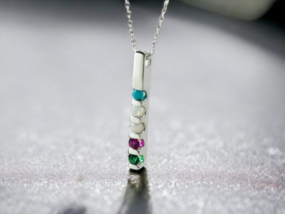 Bar Birthstone Necklace 1 to 5 Stones | Be Jolie