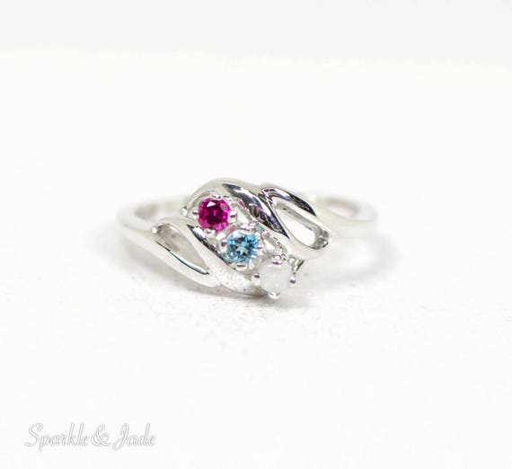 Diagonal Swirl Family Birthstone Mother 