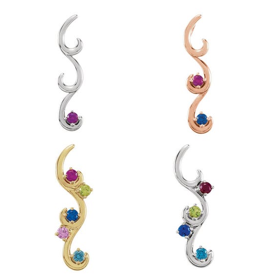 Vertical Double Swirl Mother's Family Birthstone Pendant or Necklace Vertical Double Swirl Mother's Family Birthstone Pendant or Necklace