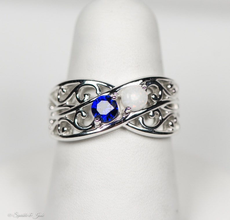 Filigree Mother's Family Infinity Birthstone Ring 1 2 3 4 or 5 Stones in Sterling Silver Continuum S Solid 10k, 14k White Yellow Rose Gold image 8
