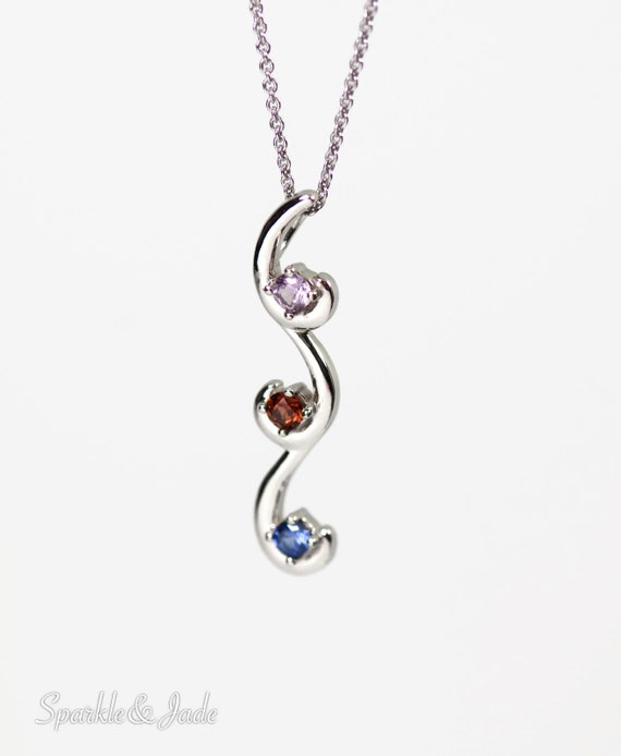 Personalized Birthstone Vertical Swirl 