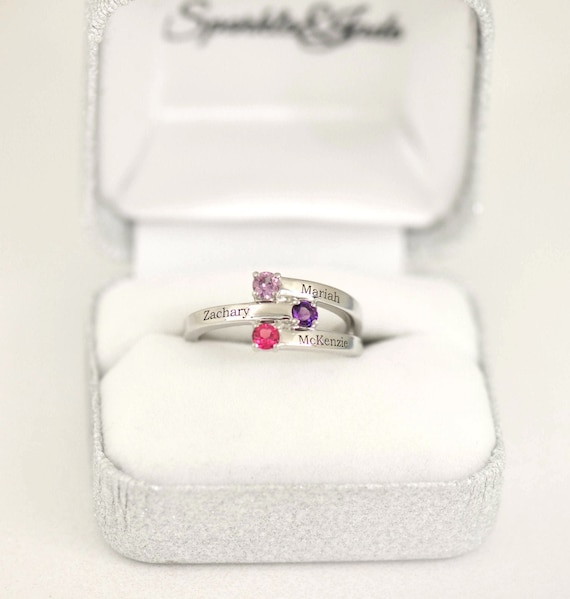 Sterling Silver /& 14k Two-stone and Diamond Mothers Ring Semi-Mount Size 8 Length 0 Width 5