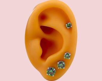 Mystic Topaz Stud .925 Sterling Silver Earrings - 3mm, 4mm, 5mm, 6mm or 7mm - Rainbow Green Purple June Birthstone