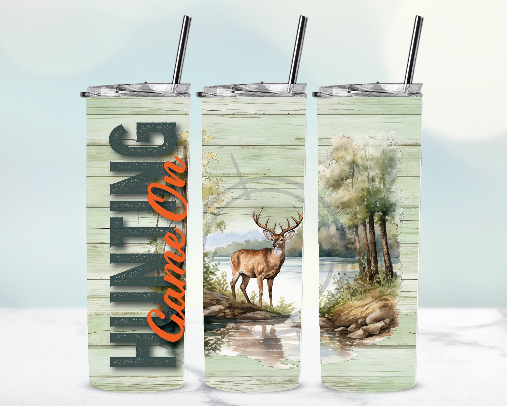 Hunting 20 Oz Skinny Tumbler Wrap, Sublimation Design Download PNG ...