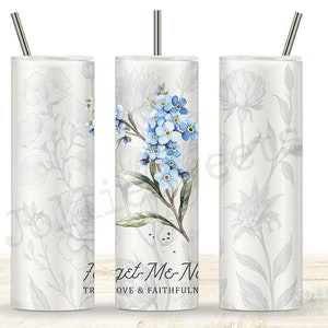 Forget Me Not Quote 20oz Skinny Tumbler Wrap, Sublimation Design Télécharger PNG Fichier NUMÉRIQUE instantané, Vrai amour et fidélité