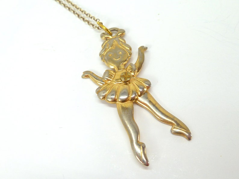 Vintage 925 Sterling Chain Ballerina Pendant Necklace Moving Pendant Made in Italy Gift for Her Gift for Girl Birthday Costume Jewelry