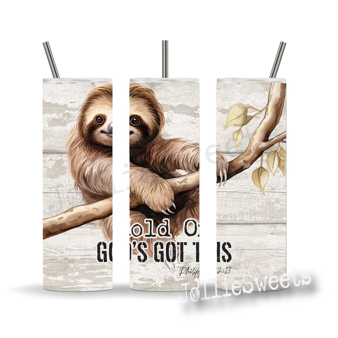Bible Verse Sloth 20 Oz Skinny Tumbler Wrap, Sublimation Design Digital