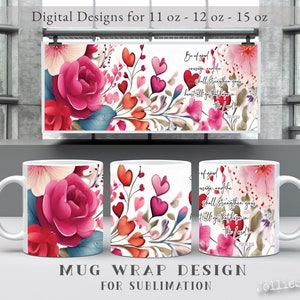 Bibel-Vers 11 Unze 12 Unze 15 Unze Becher-Vorlage, Glaube Sublimation Design PNG, Sublimationsbecher Vollverpackungs-Vorlage, christlicher Glaube Psalm 31:24