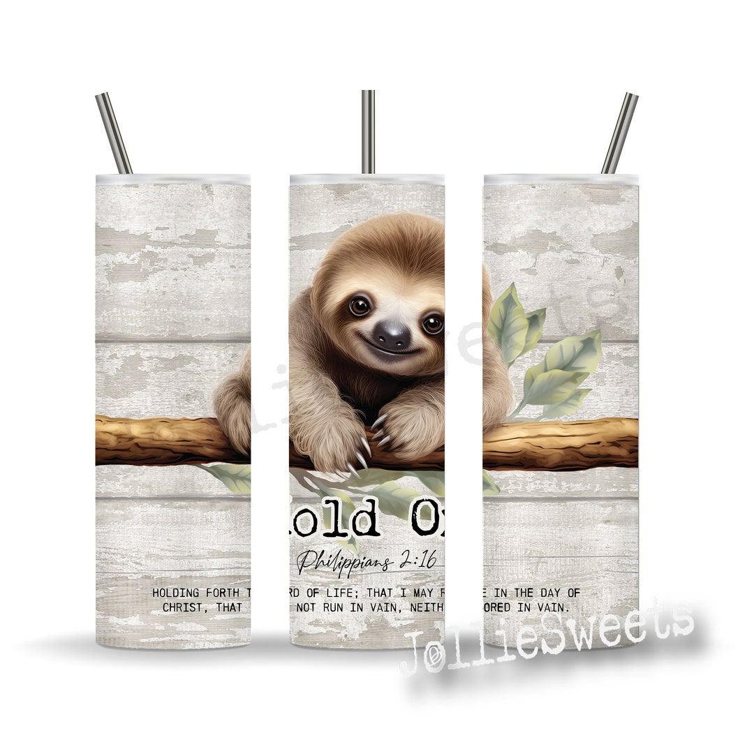 Bible Verse Sloth 20 Oz Skinny Tumbler Wrap, Faith Sublimation Design