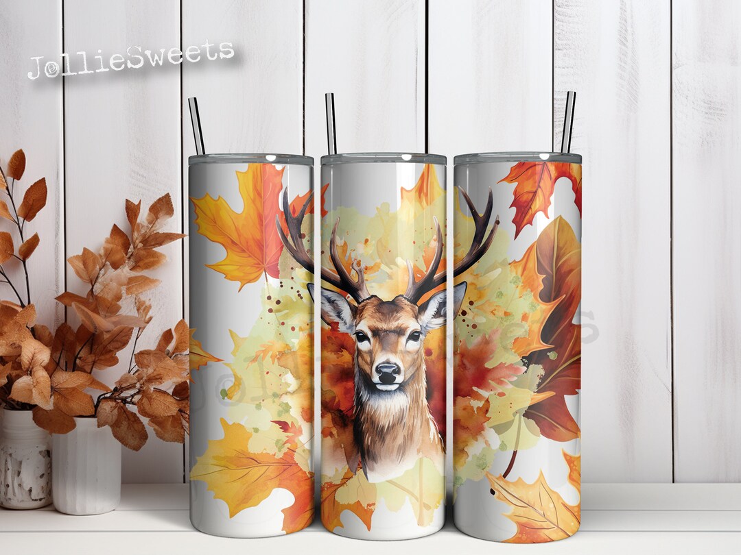 Fall Deer 20 Oz Skinny Tumbler Wrap, Sublimation Design Download PNG ...