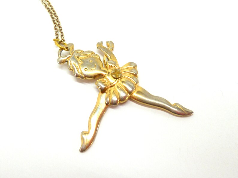 Vintage 925 Sterling Chain Ballerina Pendant Necklace Moving Pendant Made in Italy Gift for Her Gift for Girl Birthday Costume Jewelry