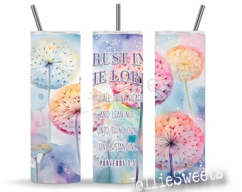 Bibel-Vers 20 Unze Skinny Tumbler Wrap, Glaube Sublimation Design Digitaler Download PNG Instant DIGITAL-Datei, Sprüche 3:5 Vertrauen in den Herrn