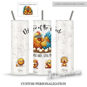 Mother of the Flock Custom 20oz Skinny Tumbler Wrap, Add Child Name, Sublimation Download PNG Digital File, Humorous Mother Hen Chicks