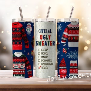 Hässliche Weihnachten Pullover Tumbler Wrap, 20 oz Skinny Sublimation Design, Download PNG sofortige digitale Datei, lustige Urlaub Pullover Tumbler