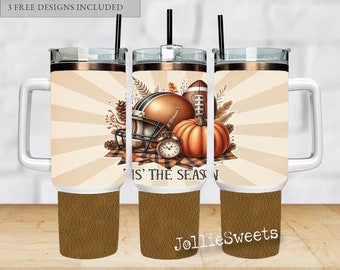Fall Football Tumbler Wrap, Pumpkins Design (PNG Digital Download)