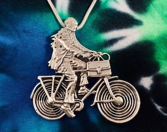 Pingente de prata esterlina Albert Hofmann Bicycle Day - Edição limitada