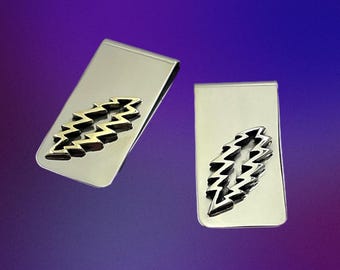 Bolt Money Clip in Nickel Silver with White or Yellow Brass Wolf by 100mics