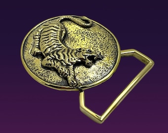 The Tiger Limited Edition Belt Buckle cast in Yellow Brass by 100mics