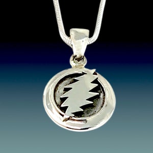 13 Point Lightning Bolt in Circle Cast in Sterling Silver on Sterling Silver Chain