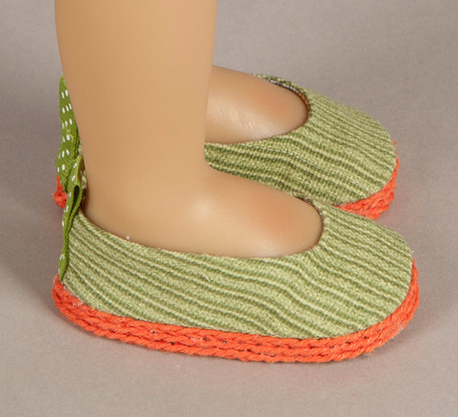 sale! - handmade footwear - ballet flats - lime green and orange! - fits 18