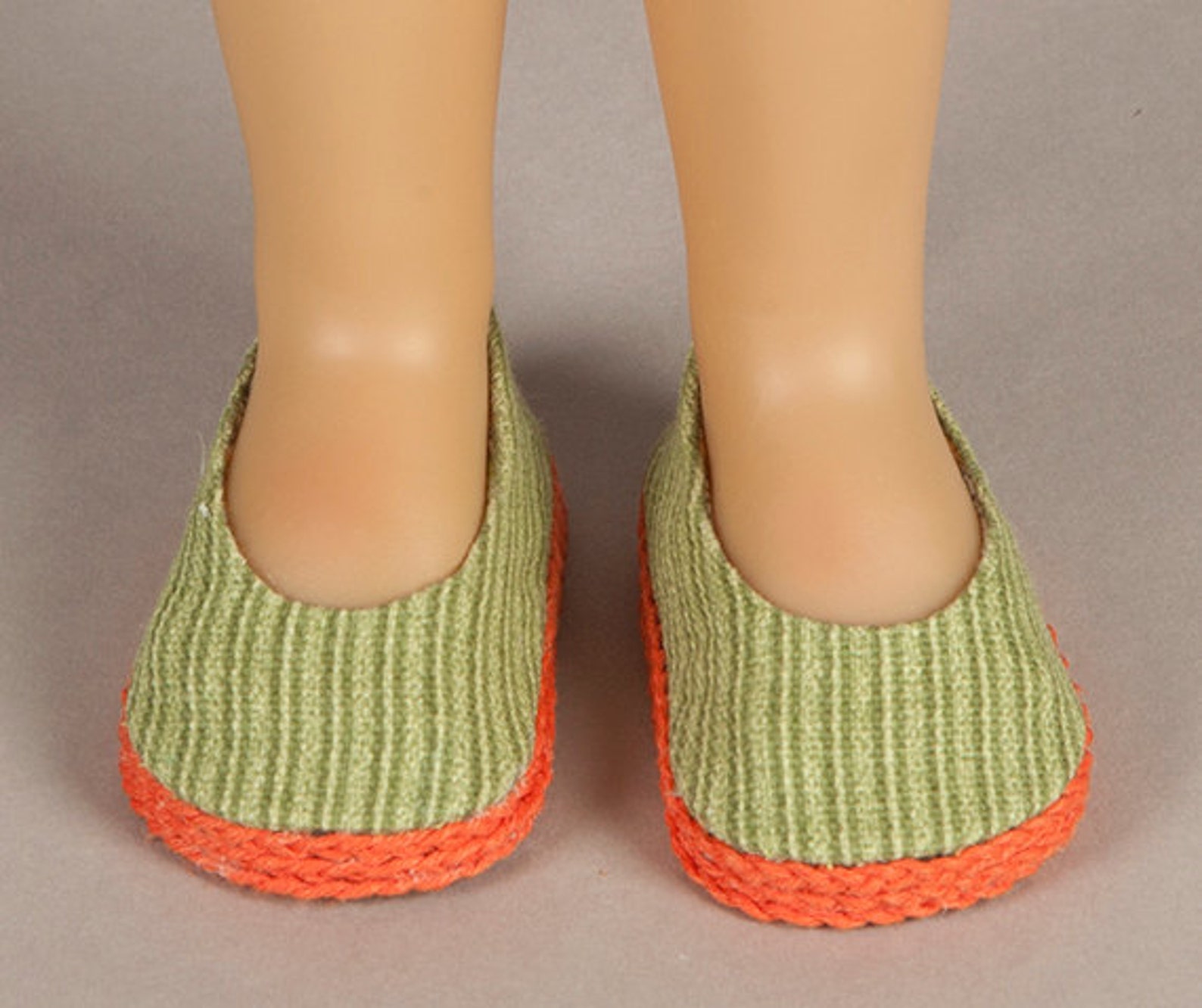 sale! - handmade footwear - ballet flats - lime green and orange! - fits 18