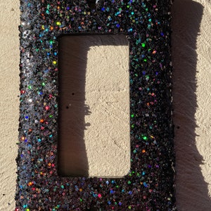 Black Holographic Bling Glitter Single Gang Light Switch Plate Cover~Customize it!
