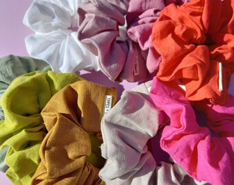 Sopo y Tahti Large Linen Scrunchie, Natural Scrunchie, Australian Ethical Skate Surf fashion rollerskate streetwear accesorios