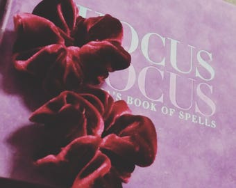 Frosted Wine Velvet Hair Scrunchie Dark Red Maroon Burgundy Grunge 90s Gothic Ties Bun Wraps Elastics Girl Gang Soft Accessory Cute Witchy