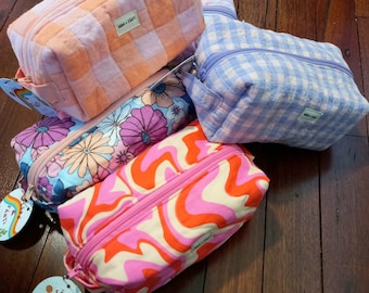 Estuche con cremallera, neceser, neceser para artículos de tocador, estuche tipo caja, fabricado en Australia