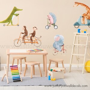 Nursery Wall Decal, Animal Wall Decal, Playroom Wall Decal, Elephant Giraffe Monkey Wall Decal, Wall Decal Nursery Sticker 07-0006