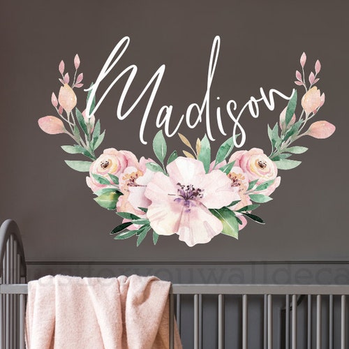 Flower Wall Decal Floral Wall Decal Watercolor Wall Decals Etsy