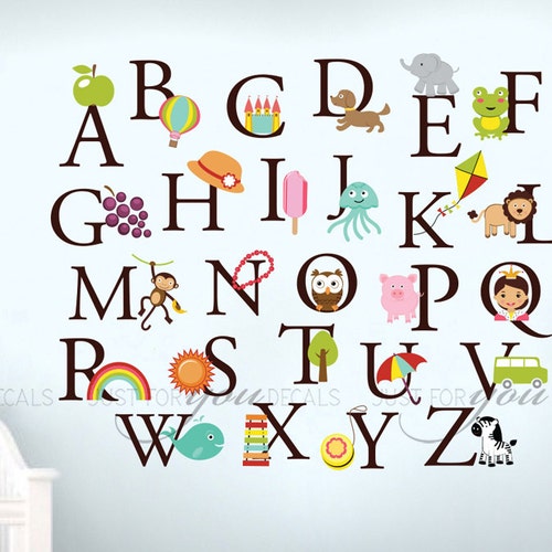 Alphabet Wall Decal Nursery Wall Decal Wall Decal Playroom Etsy Canada