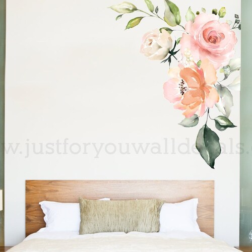 Flower Wall Decal Floral Wall Decal Watercolor Wall Decals Etsy