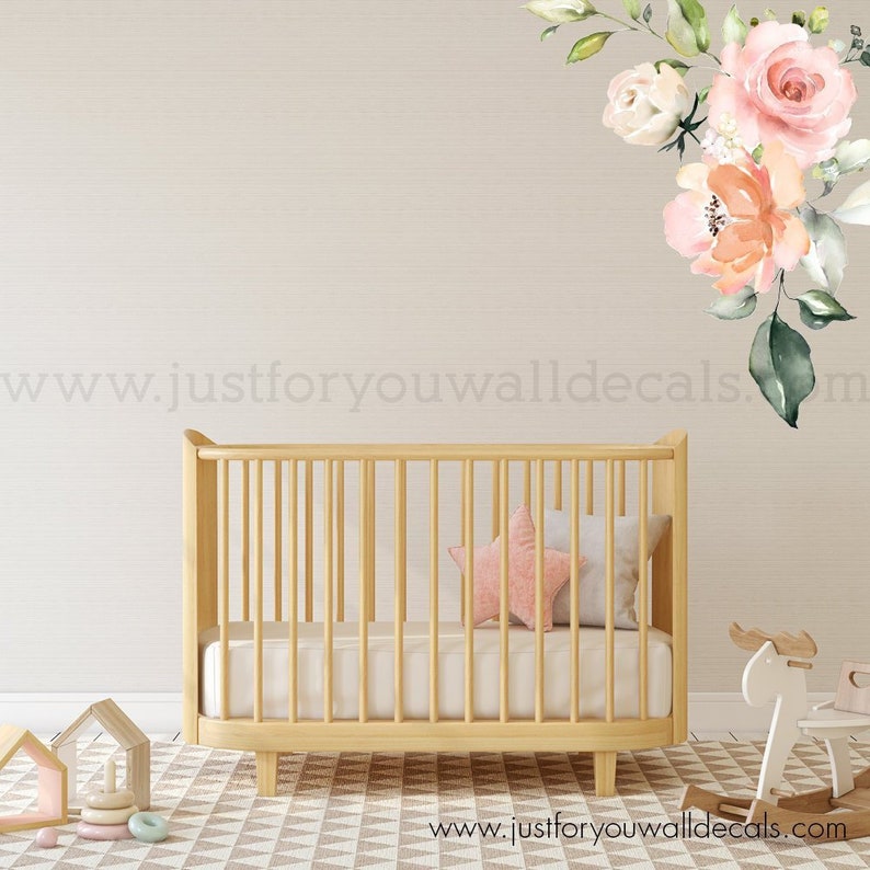 Flower Wall Decal Floral Wall Decal Watercolor Wall Decals Etsy