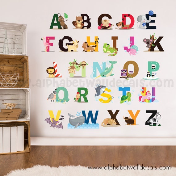 Alphabet Wall Decal, Nursery Wall Decal, Wall Decal, Playroom Wall Decal,  Nursery Wall Art, Nursery Wall Decals, Alphabet Wall Art 01-0007 