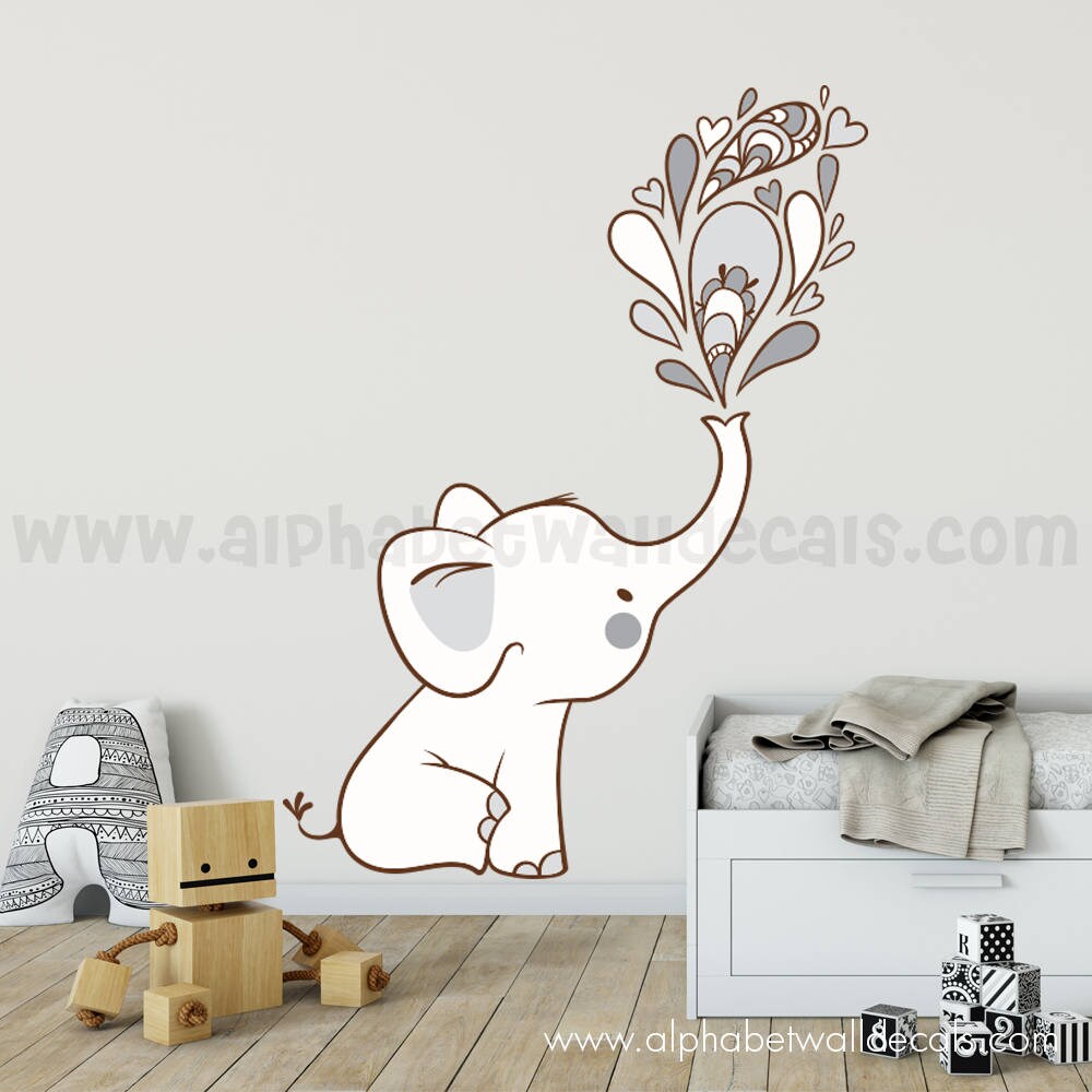 Elephant Wall Decal Nursery Wall Decal Playroom Wall Decal Etsy