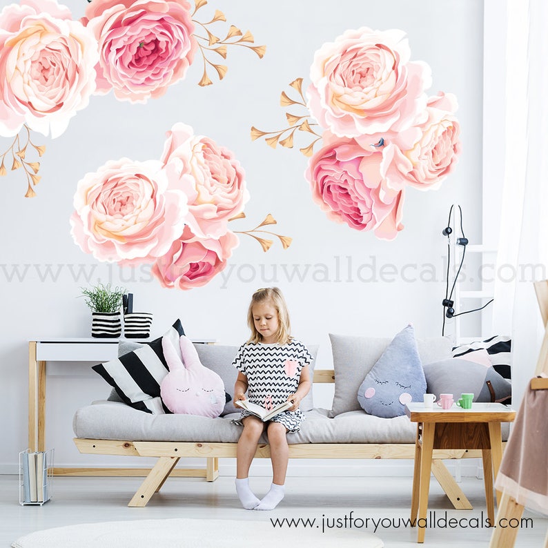 Flower Wall Decal Floral Wall Decal Watercolor Wall Decals Etsy