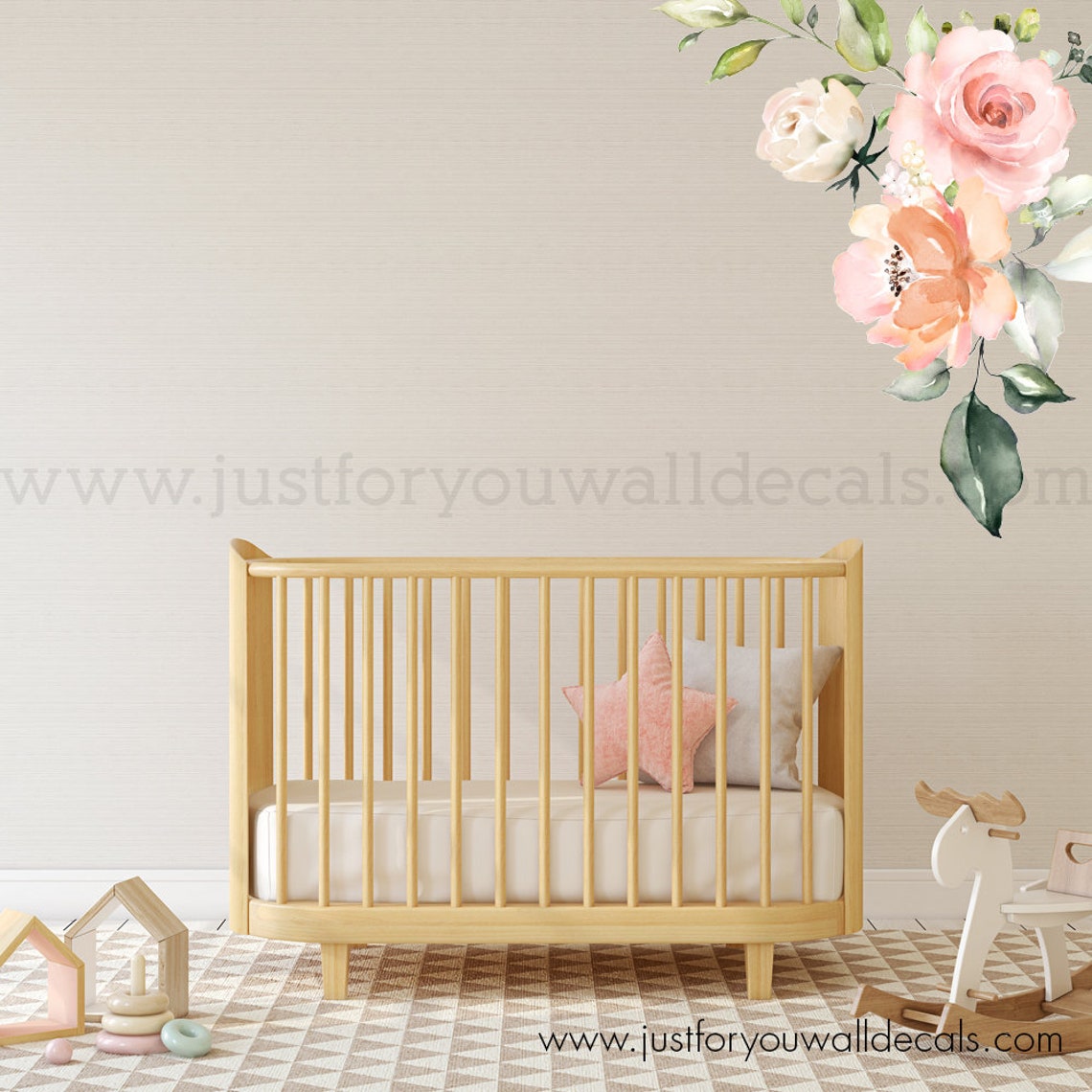 Flower Wall Decal Floral Wall Decal Watercolor Wall Decals Etsy