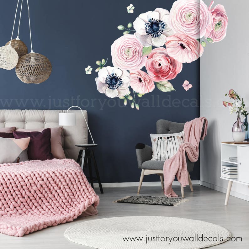LARGE FLOWER SET Flower Wall Decal Floral Wall Decal Etsy