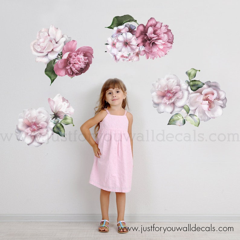 Flower Wall Decal Watercolor Wall Decals Flower Wall Stickers Watercolor Flower Wall Decal Floral Wall Decal MINI FLOWER SET 04-0017
