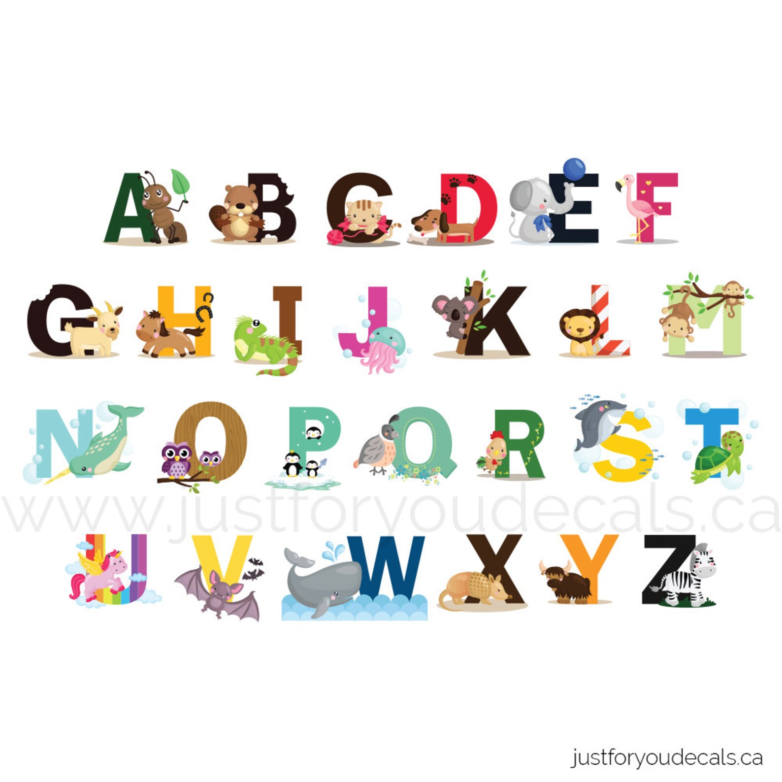 Alphabet Wall Decal Nursery Wall Decal Alphabet Wall Decal Etsy