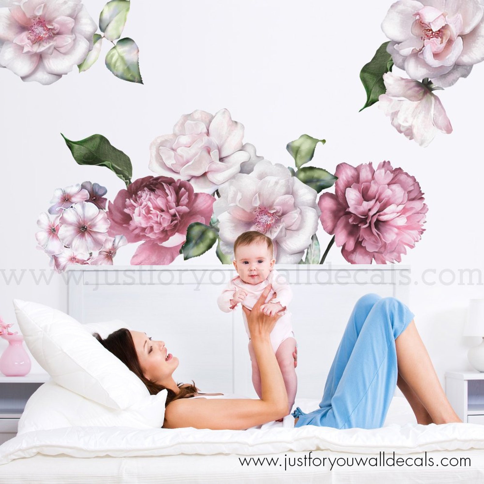 LARGE FLOWER SET Flower Wall Decal Floral Wall Decal Etsy