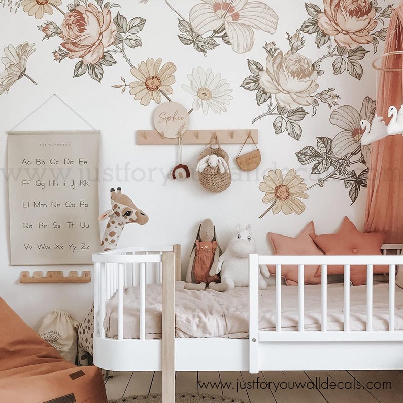 Flower Wall Decals Floral Wall Decals Nursery Wall Decal Etsy