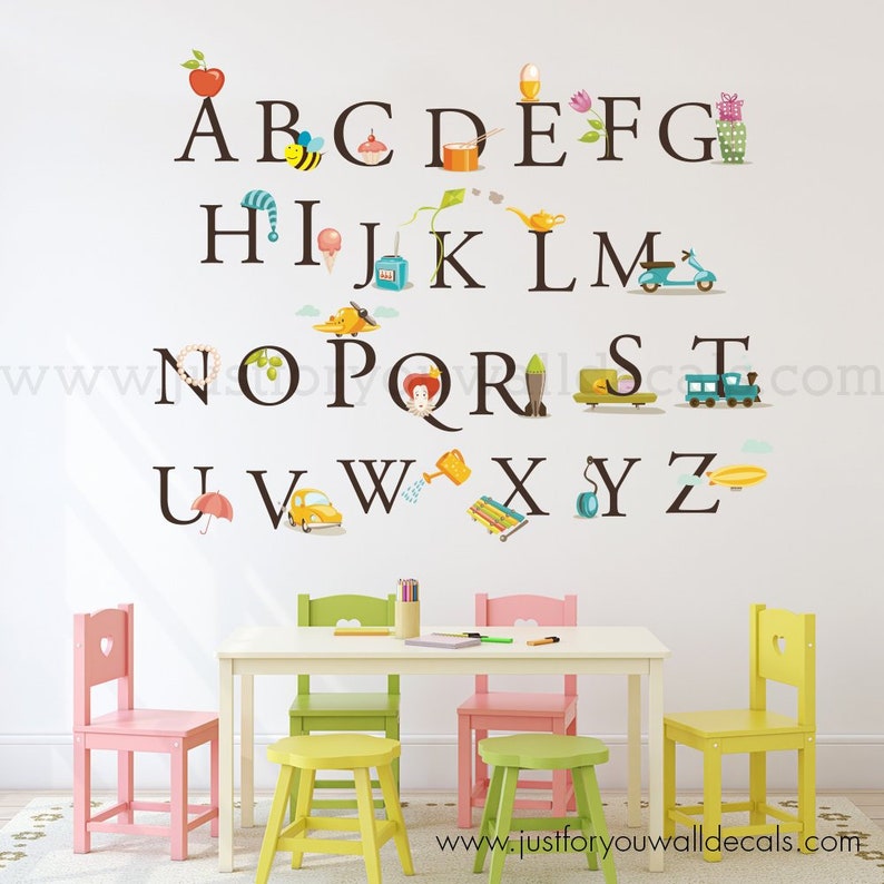 Alphabet Wall Decal Nursery Wall Decal Wall Decal Playroom Etsy Canada
