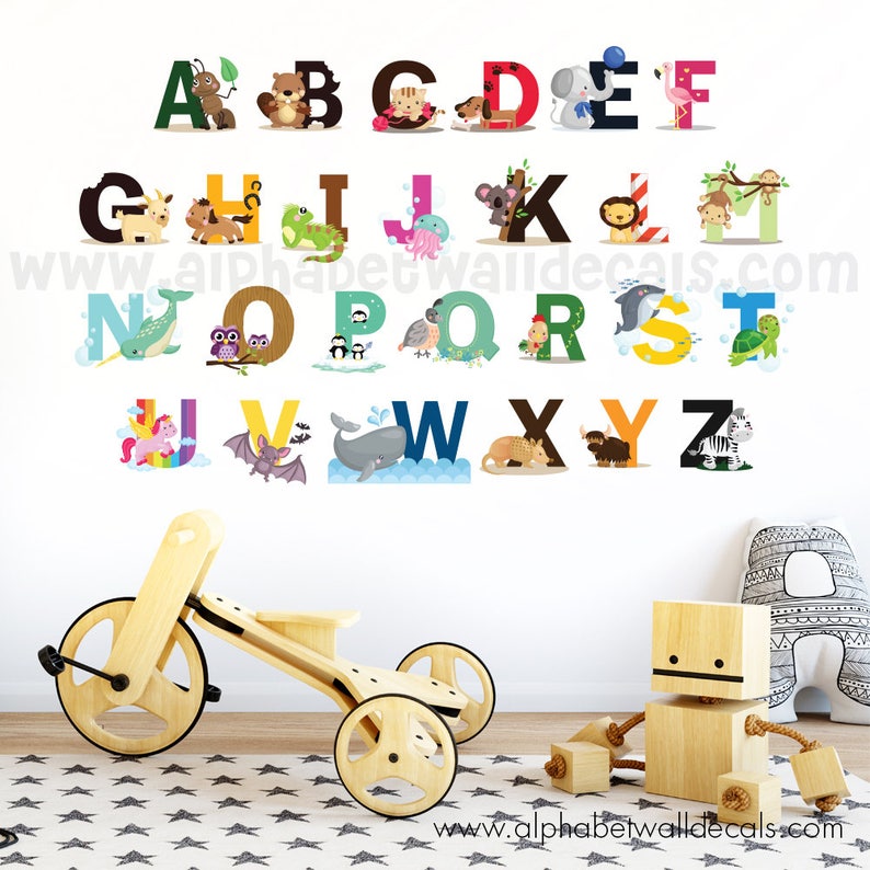 Alphabet Wall Decal Nursery Wall Decal Alphabet Wall Decal Etsy
