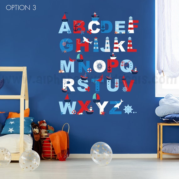 Alphabet Wall Decal Nautical Nursery - Nursery Alphabet Wall Stickers Alphabet Wall Decal Nautical Nursery - Nursery Alphabet Wall Stickers